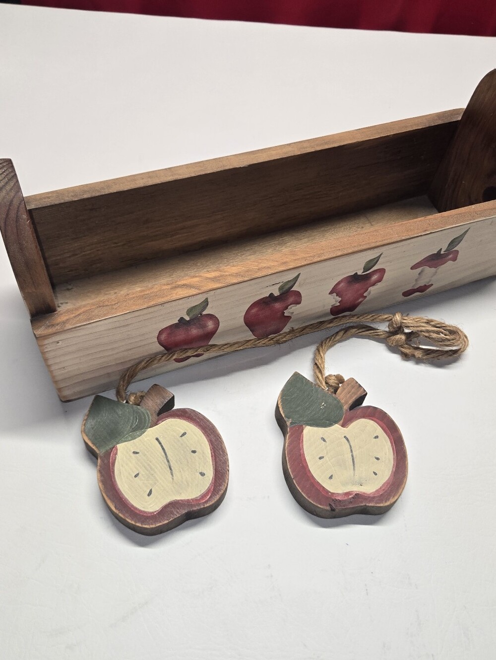 Vintage Wooden Apple decor box Cottage core Country